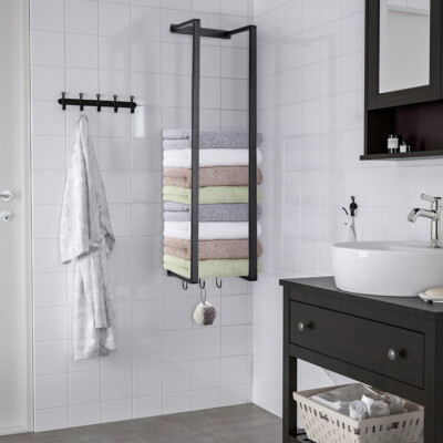 71cm Height Wall Mounted Towel Holder Rack Bathroom Towel Rail Metal Shelf  Holds UK