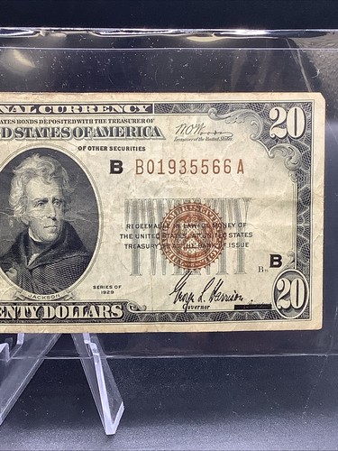 1929 $20 New York, NY Federal Reserve National Currency Bank Note - Picture 2 of 6
