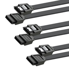 SATA Cable III for SSD HDD Data,3 PCS 6Gbps Straight Angle 15 Inch Sa...
