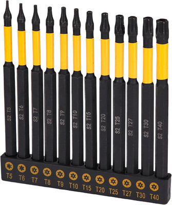 12 Pcs 4 Inch Long, Impact Security Torx Bit Set,   1/4'' Drive Hex Shank T5-T40