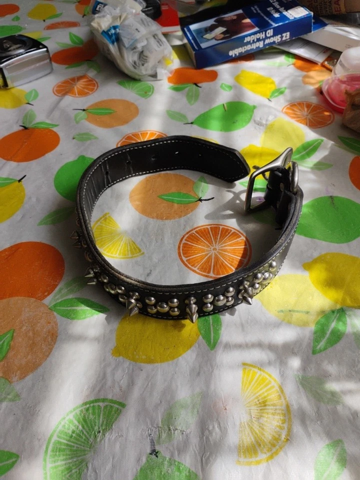 Black metal Studded dog collar for Medium/Large sized dog Appx 21 inch - Image 2 of 4