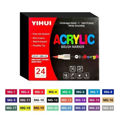 12 24 36 48 60 Colors Acrylic Paint Markers Brush Tip Art Craft Pens