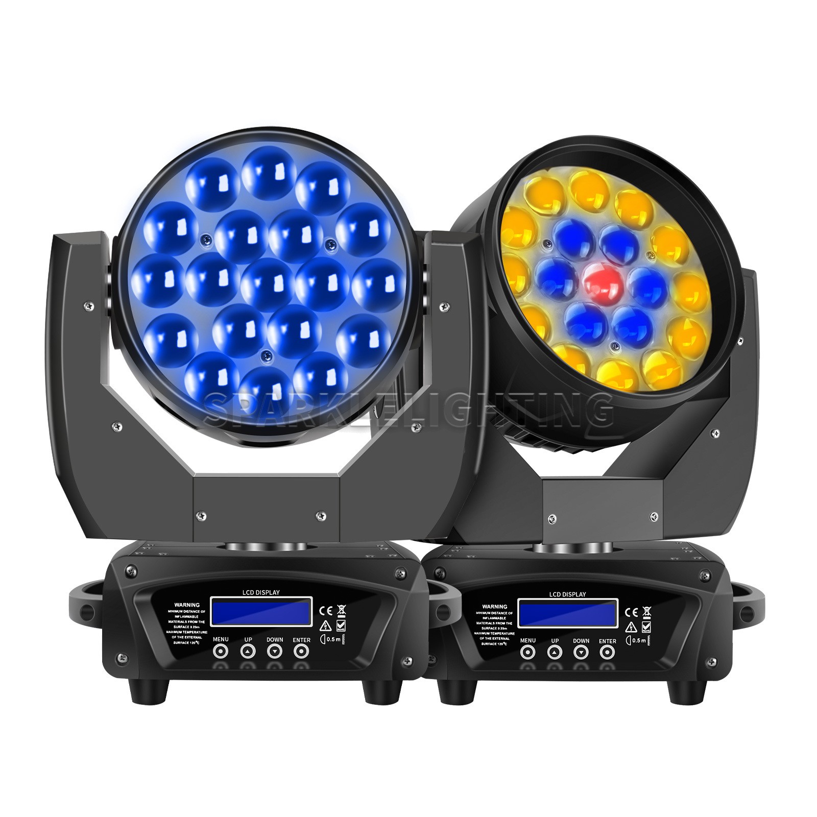 PAIDUN 1/2/4PCS LED RGBW 19x15W Zoom Beam Moving Head Wash Light Music Control
