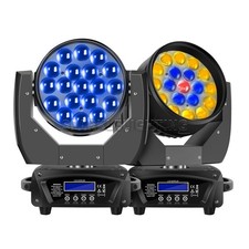 PAIDUN 1/2/4PCS LED RGBW 19x15W Zoom Beam Moving Head Wash Light Music Control