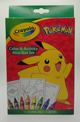 CRAYOLA POKÉMON Color & ACTIVITY Mini Box Set 8 CRAYONS 12 Pages New