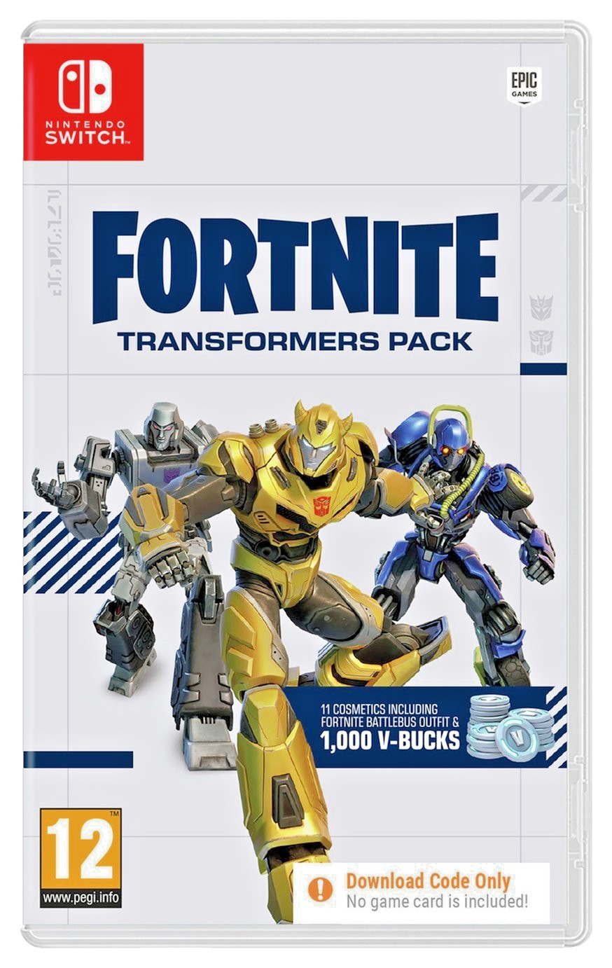 NINTENDO SWITCH FORTNITE TRANSFORMERS PACK DLC PLUS 1000 V-BUCKS *SELLADO* REINO UNIDO PAL
