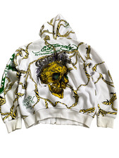 Ed Hardy By Christian Audigier White Skull Rope Print Full Zip Graphic Hoodie Ed Hardy By Christian Audigier White Skull Rope Print Full Zip Graphic Hoodie