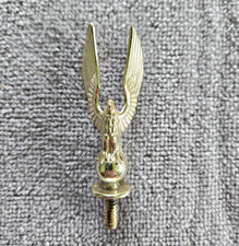 Vintage Light Gold Tone Eagle Hood Ornament Car Emblem Flag Pole With Bolt Mount Vintage Light Gold Tone Eagle Hood Ornament Car Emblem Flag Pole With Bolt Mount