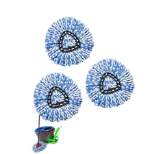 3 Pcs Spin Mop Replacement Heads, 360° Easy Wring Spin Mop 100% Microfiber 