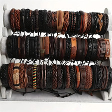 10/20pcs Braided Leather Bracelet Set for Men Women
