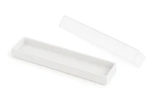 888 Display - Pack of 50 Boxes of 8" x 2" x 7/8" White Swirl with Clear Top C...