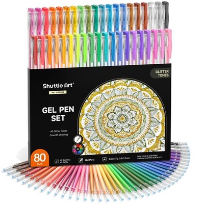 Glitzer Gelstifte Set 80 Stück Neon Farben Schreibwaren Kinder Erwachsene