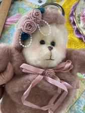 Vintage Handmade Folk Art Teddy Bear   Country Cottage Style