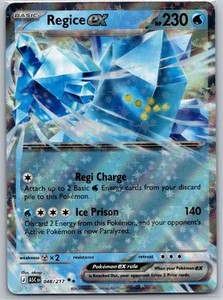 regice ex pokemon card The first Pokmon ex cards were Regice ex, Regirock ex, and Registeel ex, released in January 2003 through the Pokmon Players Club. These promo cards marked the beginning of the ex era,