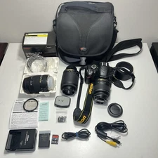Nikon D3200 w/ 18-55, 18-250, 55-200 Lenses, Charger, Battery, 16gb Card, Case
