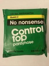 No Nonsense Control Top Pantyhose Size Q2 333 Tan Reinforced Toe Queen 2