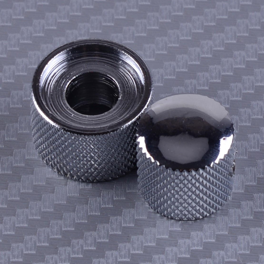 Set Dual Concentric Stacked Control Knobs pour Electric Guitar Bass Metal Chrome