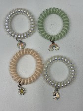 Lot Of 4 Kids Stretch Bracelet With Charms Rainbow Heart Unicorn Flower