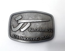 US Shooting Team Olympic Tournament Shooter Barcelona 92 Vintage Belt Buckle