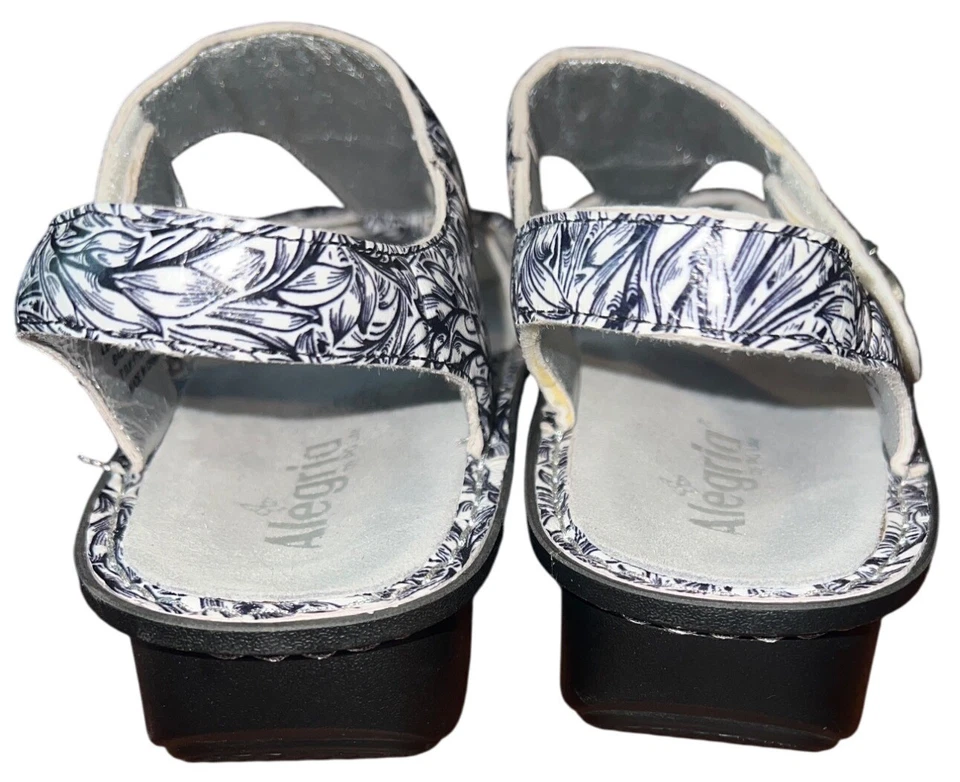 Alegria 女式 KEN-769 皮革凉鞋 42 码 US 11.5/12 黑白花卉 — 第 3/4 张图片