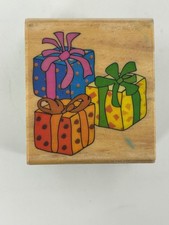 Wood Mounted Rubber Stamp - Presents Gift Boxes - Card Making