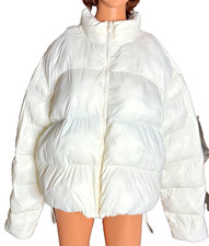 Fabletics 2X Jacket Puffer Full Zipper Nylon Coat Bone White Packable