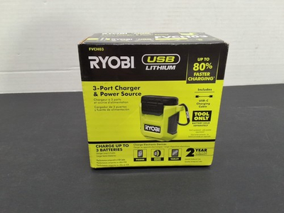 #ad #ad NEW RYOBI FVCH03 USB 3 Port Charger amp; Power Source TOOL ONLY $39.99