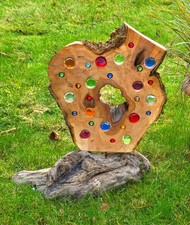 Sonnenfänger Lichtfänger " Apfel groß auf Schwemmholz " Deko Garten Balkon