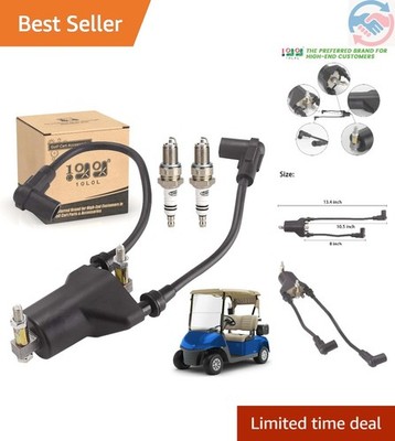 Golf Cart Dual Ignition Coil & Spark Plug Pair   OE Replacement for EZGO/Robin