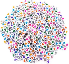 500Pcs 6Mm Mixed Color Acrylic Heart Cube Spacer Beads White