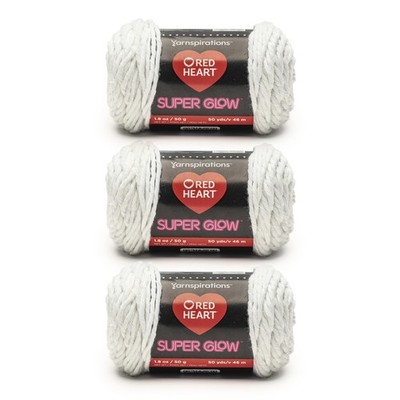 Garn Red Heart Super Glow Lunar White 50g 100% Polyester Kammgarn Nr. 4 3 Stück