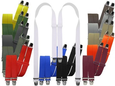 Hosenträger mit 4 extra starken  Clips uni Farben