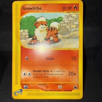 Pokémon TCG Skyridge Growlithe E-Reader Common Card 62/144 2003 NM-