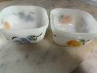 Vintage Fire King 2 Fruit Painted Refrigerator Dishes 4” Set Of 2 Great Price