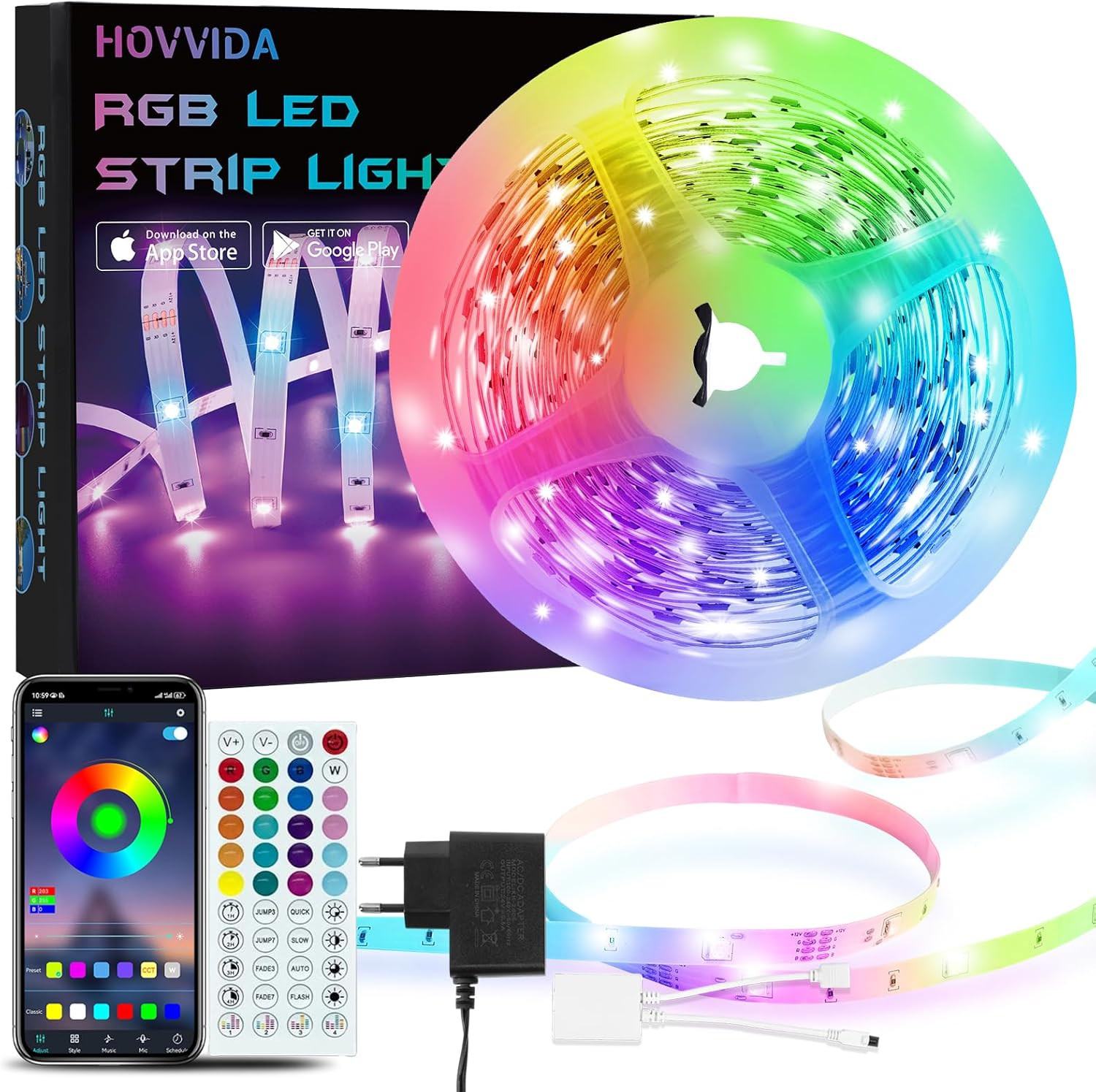 Striscia LED 24V RGB 5M Smart: Luci Colorate APP e Telecomando Casa