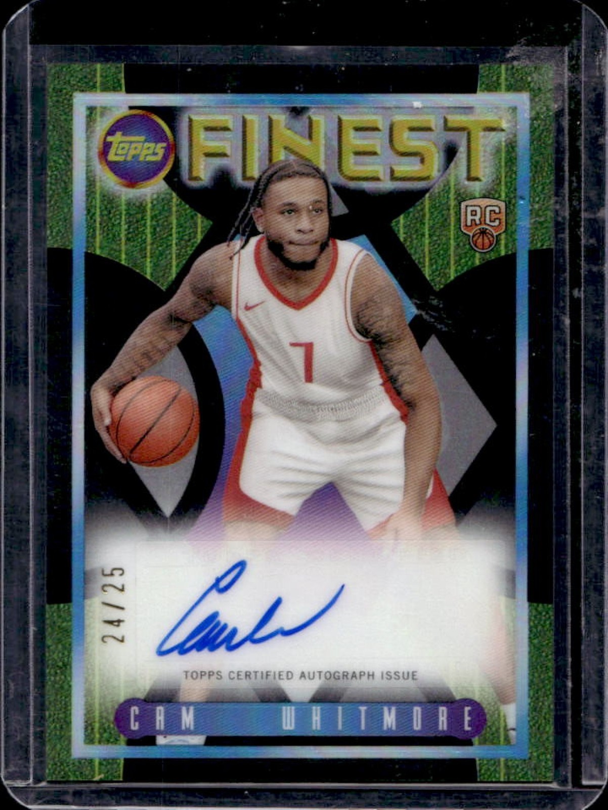 2023-24 Finest Cam Whitmore Flashback Auto RC Black Refractor #24/25 Rockets