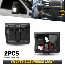 2X Smoked LED Side Mirror Light Running Signal Light Amber Dynamic Flow & White