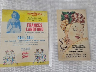 2 Montey Prosers'  Copa Items.Wesley Morse Fruit Head Card & Lena Horn tbl tent