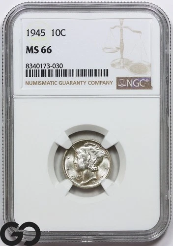 1945 Mercury Dime NGC MS 66 ** Premium Quality Superb Gem BU++!