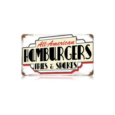 All American Hamburgers Hamburger Fries & Shakes Imbiss Retro Blechschild Schild
