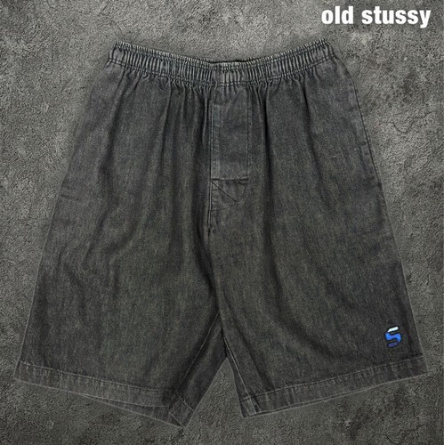 Stüssy, Stussy Vintage Men Pants Old 90S 00S Black Denim Easy Shorts Limited Edition Str
