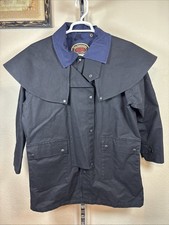 The Australian Outback Collection Black Oilskin Waxed Duster Jacket W Liner Med