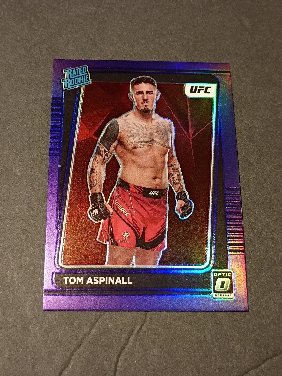 2022 Panini Donruss Optic UFC Purple Flood Tom Aspinall Rated Rookie RC 120