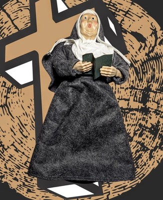 CHRISTMAS Religious Nun Caroler Figurine Felt Habit Dress Holiday Decor 12''