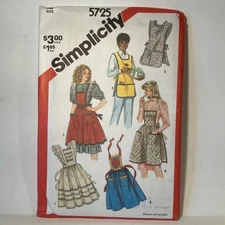 1980s  Apron Pinafore Full Cobbler Vintage Sewing Pattern Simplicity 5725 FF