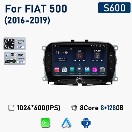 Android Car Radio For Fiat 500 2016-2019 Multimedia Stereo GPS Player Screen - Picture 29 of 39