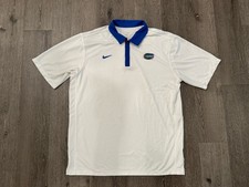 Florida Gators Polo Shirt Mens XL Nike Dri Fit White Short Sleeve Collared