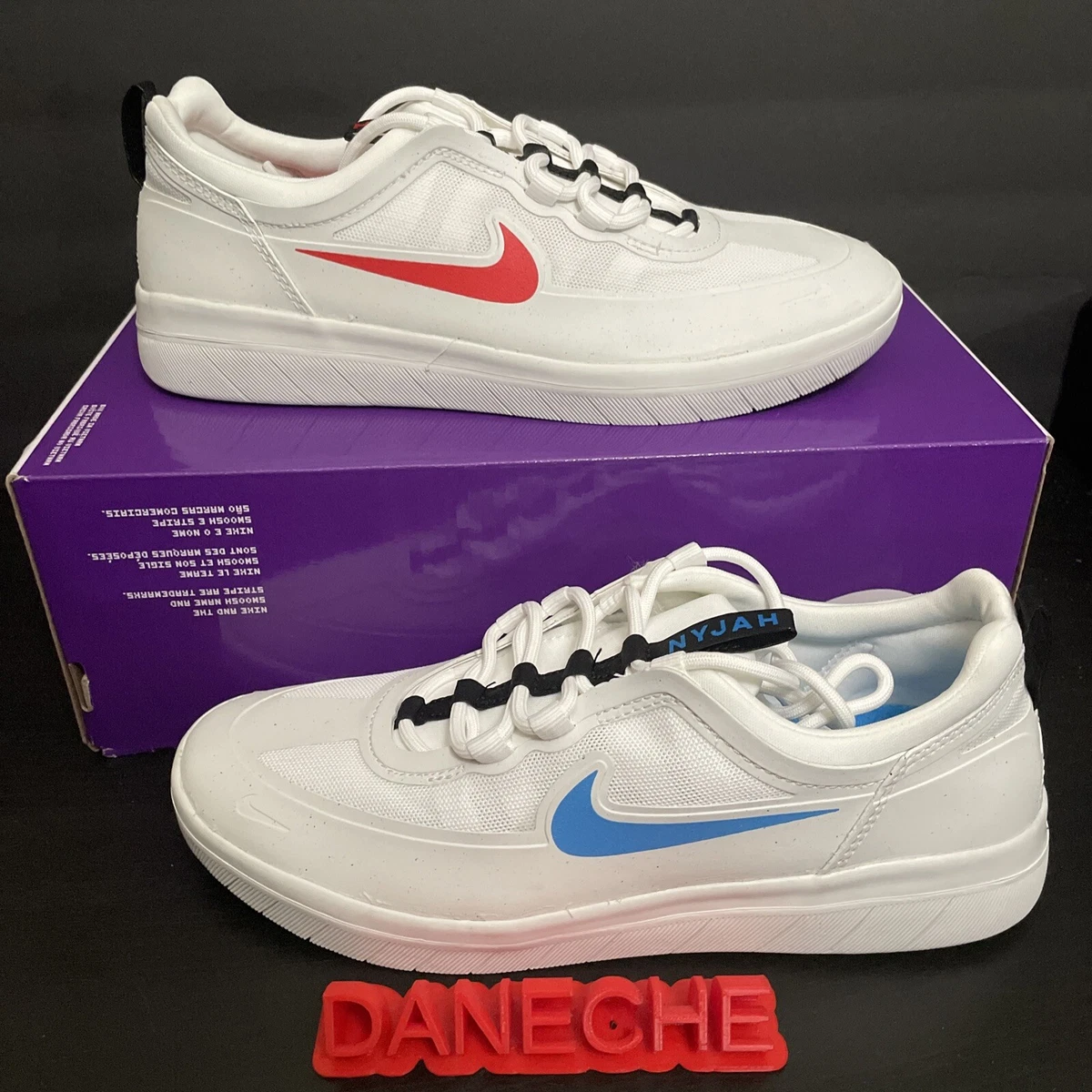 Nike SB Nyjah Free 2 White Alternate Red Blue Swoosh BV2078 105 Men s Size 7