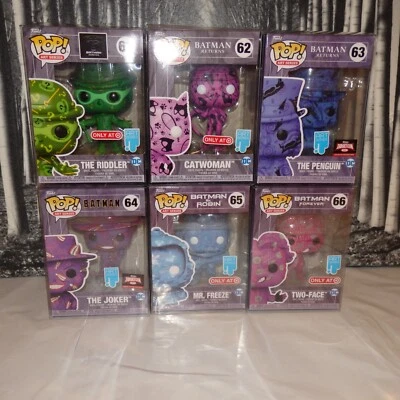 Complete Set (6) Funko Pop Batman Art Series Figures *Joker, Riddler, Mr. Freeze