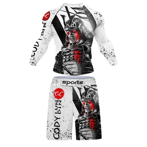 Rashguard MMA T-shirt +Pant MMA Shorts Grappling Jiu Jitsu Bjj Boxing Sportswear - Picture 5 of 23